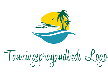 cruise ship palm trees and sun travel logo