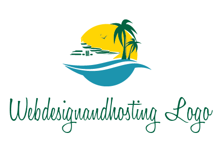 cruise ship palm trees and sun travel logo