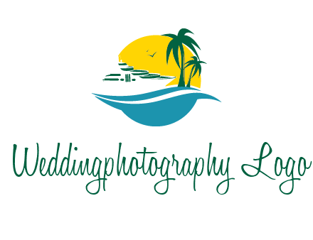 cruise ship palm trees and sun travel logo