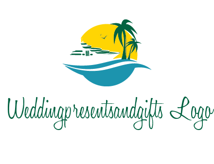 cruise ship palm trees and sun travel logo