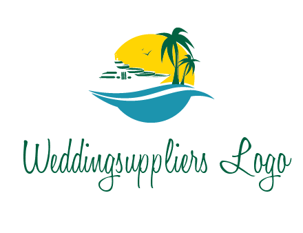 cruise ship palm trees and sun travel logo