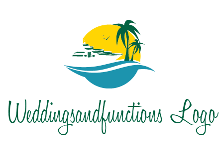 cruise ship palm trees and sun travel logo