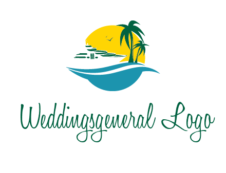 cruise ship palm trees and sun travel logo
