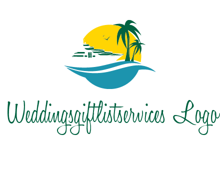cruise ship palm trees and sun travel logo