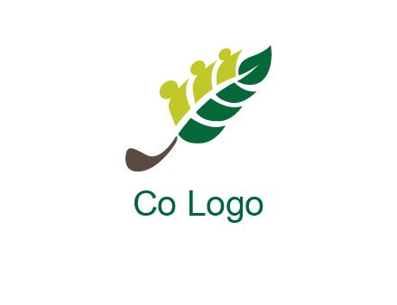 abstract persons with leaf symbol