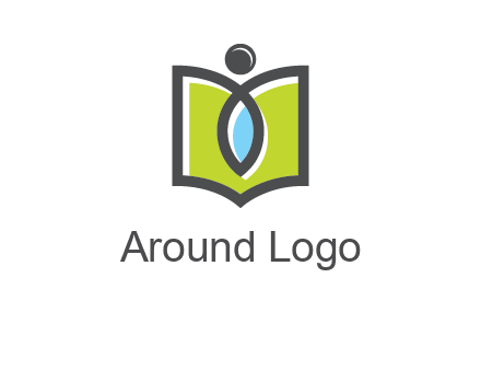 abstract person with book and drop logo