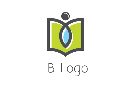 abstract person with book and drop logo