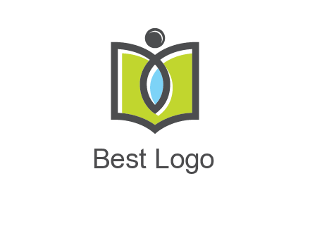 abstract person with book and drop logo