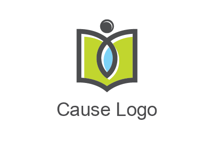 abstract person with book and drop logo
