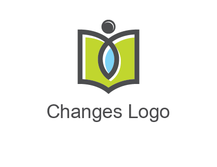 abstract person with book and drop logo