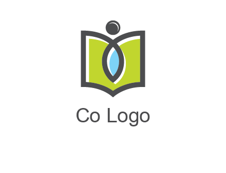 abstract person with book and drop logo