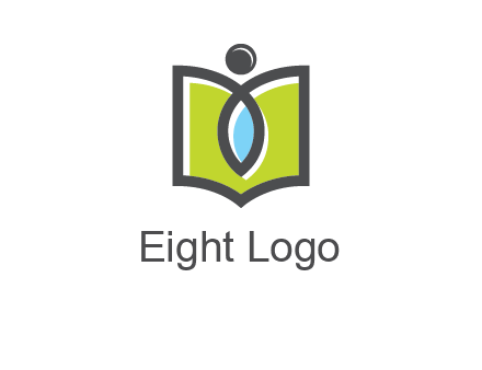 abstract person with book and drop logo