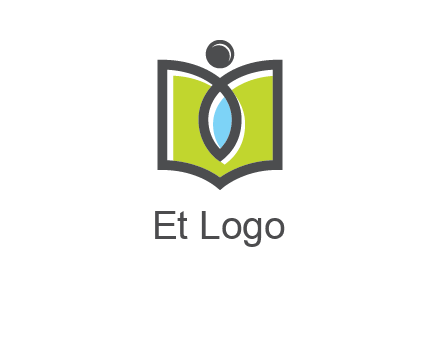 abstract person with book and drop logo