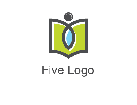 abstract person with book and drop logo