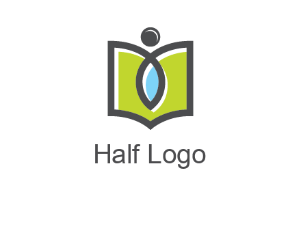 abstract person with book and drop logo