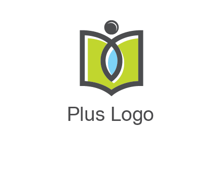 abstract person with book and drop logo