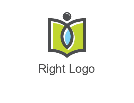 abstract person with book and drop logo