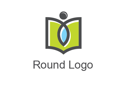 abstract person with book and drop logo