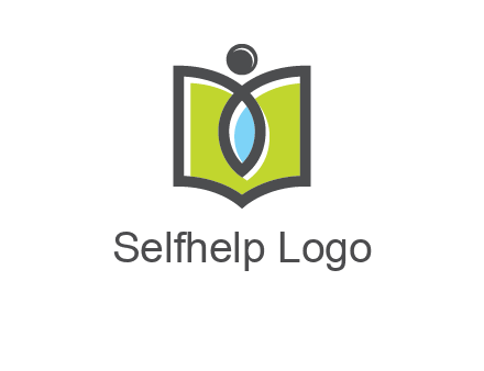 abstract person with book and drop logo