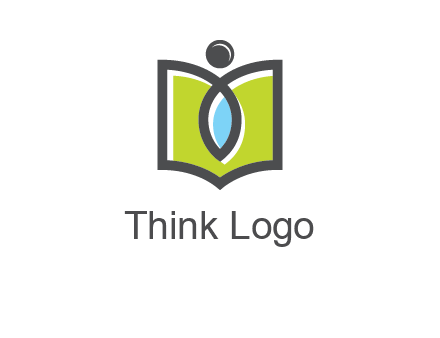 abstract person with book and drop logo