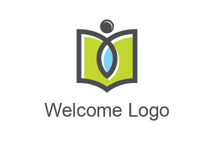abstract person with book and drop logo