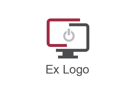 abstract monitor inside power button icon