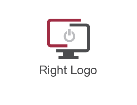 abstract monitor inside power button icon