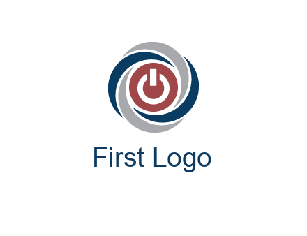 abstract circle swooshes inside power button logo