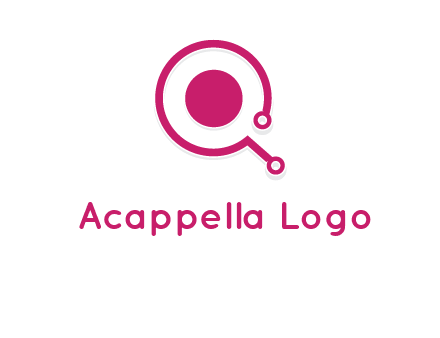 circle is placed inside a letter q shaped network node logo