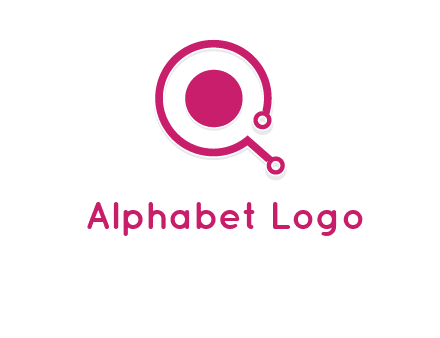 circle is placed inside a letter q shaped network node logo