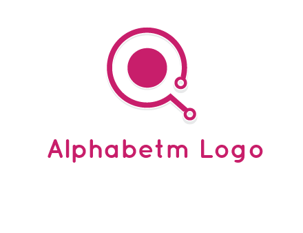 circle is placed inside a letter q shaped network node logo