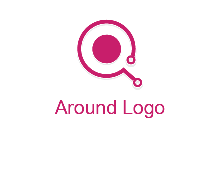 circle is placed inside a letter q shaped network node logo