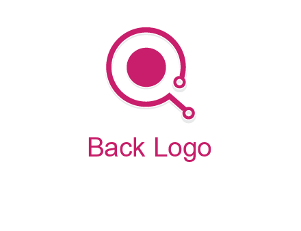 circle is placed inside a letter q shaped network node logo