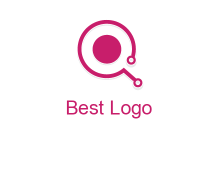 circle is placed inside a letter q shaped network node logo