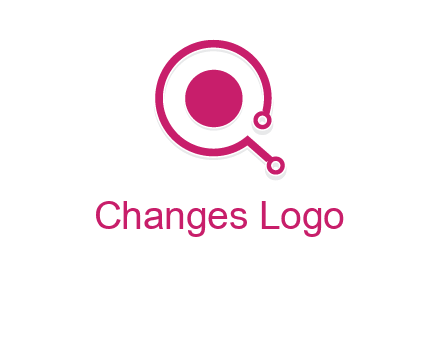 circle is placed inside a letter q shaped network node logo