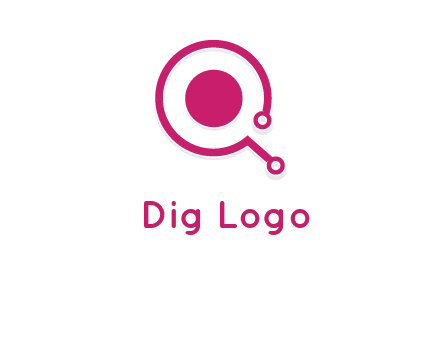 circle is placed inside a letter q shaped network node logo