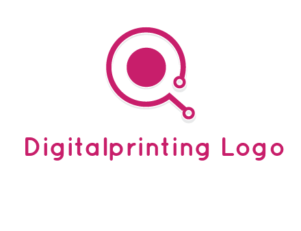 circle is placed inside a letter q shaped network node logo