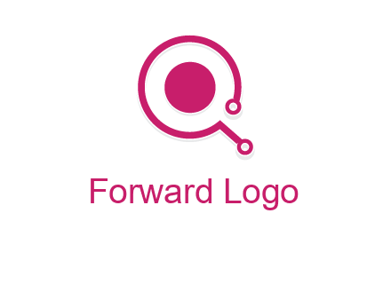 circle is placed inside a letter q shaped network node logo