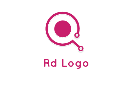 circle is placed inside a letter q shaped network node logo
