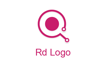 circle is placed inside a letter q shaped network node logo