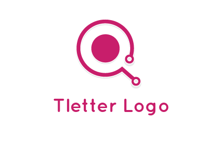 circle is placed inside a letter q shaped network node logo
