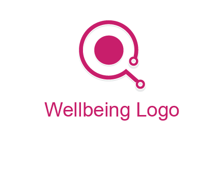 circle is placed inside a letter q shaped network node logo