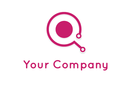 circle is placed inside a letter q shaped network node logo