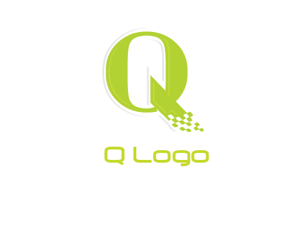 digital pixels inside the letter q logo
