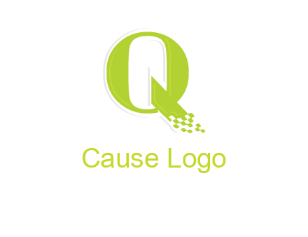 digital pixels inside the letter q logo