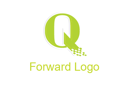 digital pixels inside the letter q logo