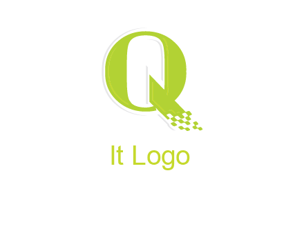 digital pixels inside the letter q logo