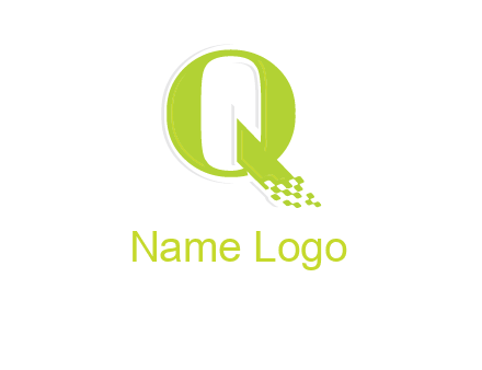 digital pixels inside the letter q logo