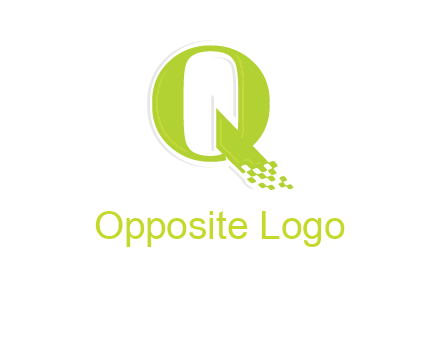 digital pixels inside the letter q logo