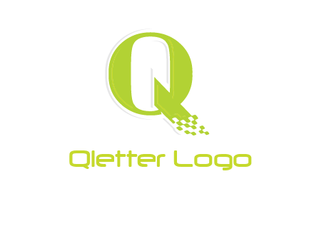 digital pixels inside the letter q logo